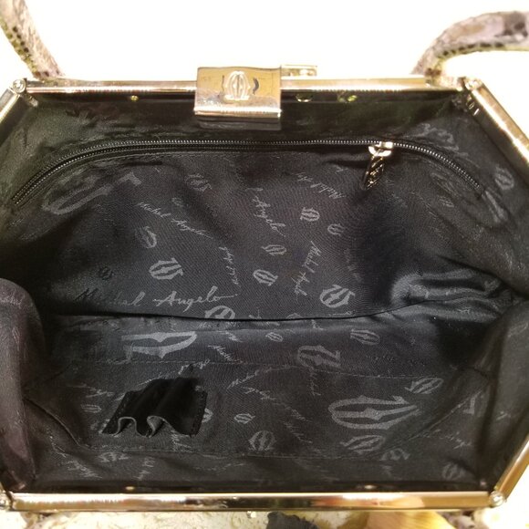 Michel Angelo Women's Handbag Pink Snakeskin Pattern - Picture 3 of 4